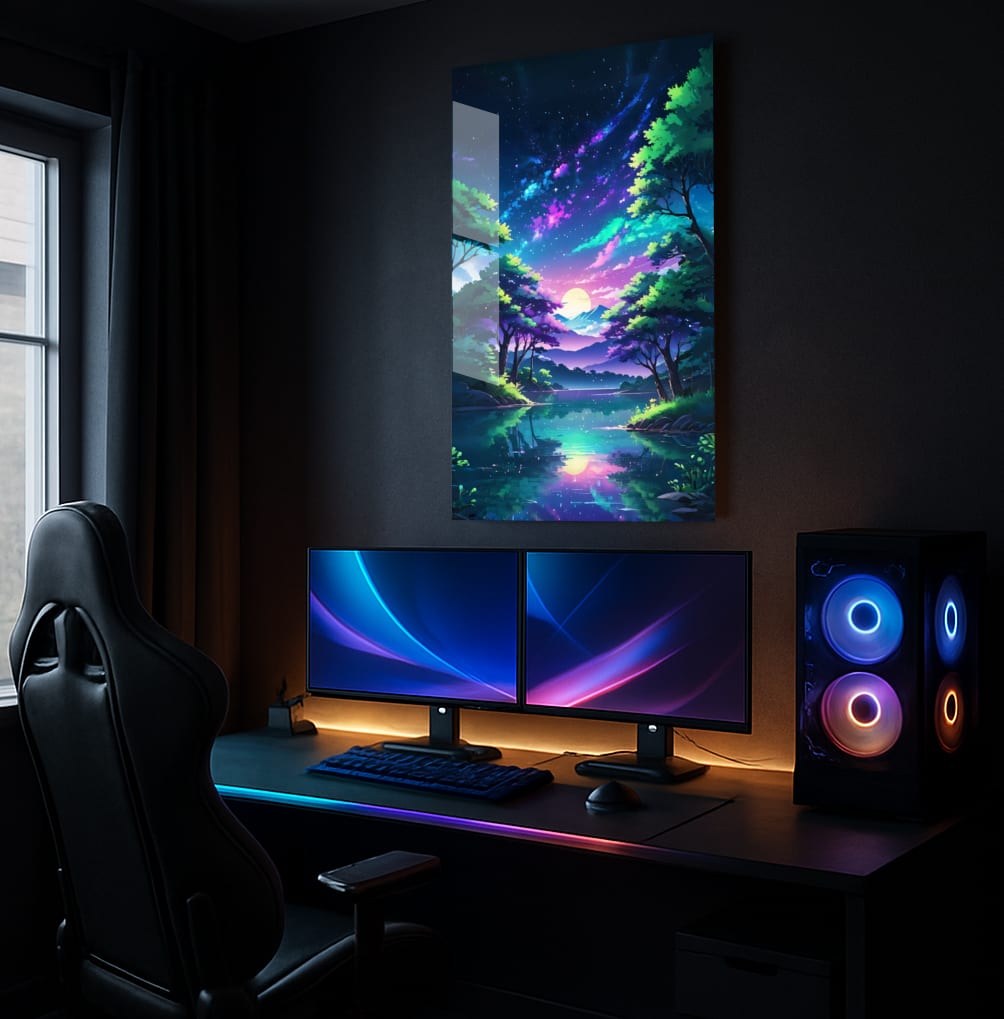 Lakeside Nightscape Scene - Lifestyle Mockup