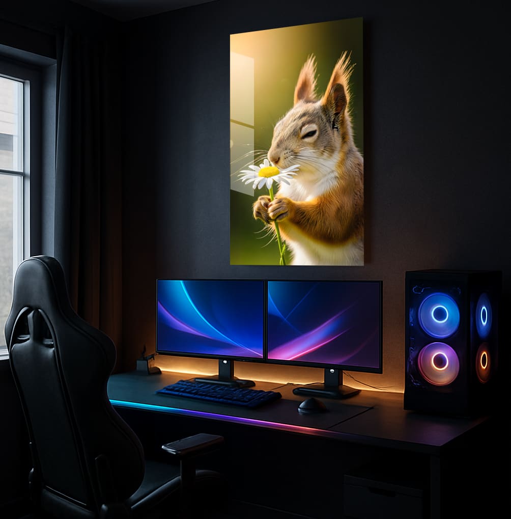 Squirrel Smelling Daisy - Lifestyle Mockup