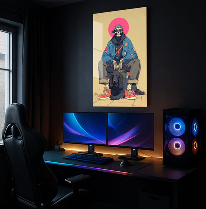 Skull with Black Cocker Spaniel -Death and Canine- - Showcase Mockup