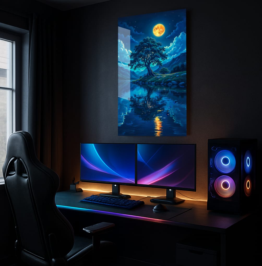 Moonlight Serene Landscape - Lifestyle Mockup