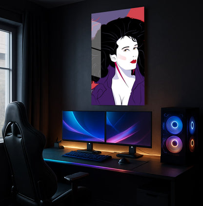 Jacket Lady 80s Patrick Nagel Poster - Lifestyle Mockup