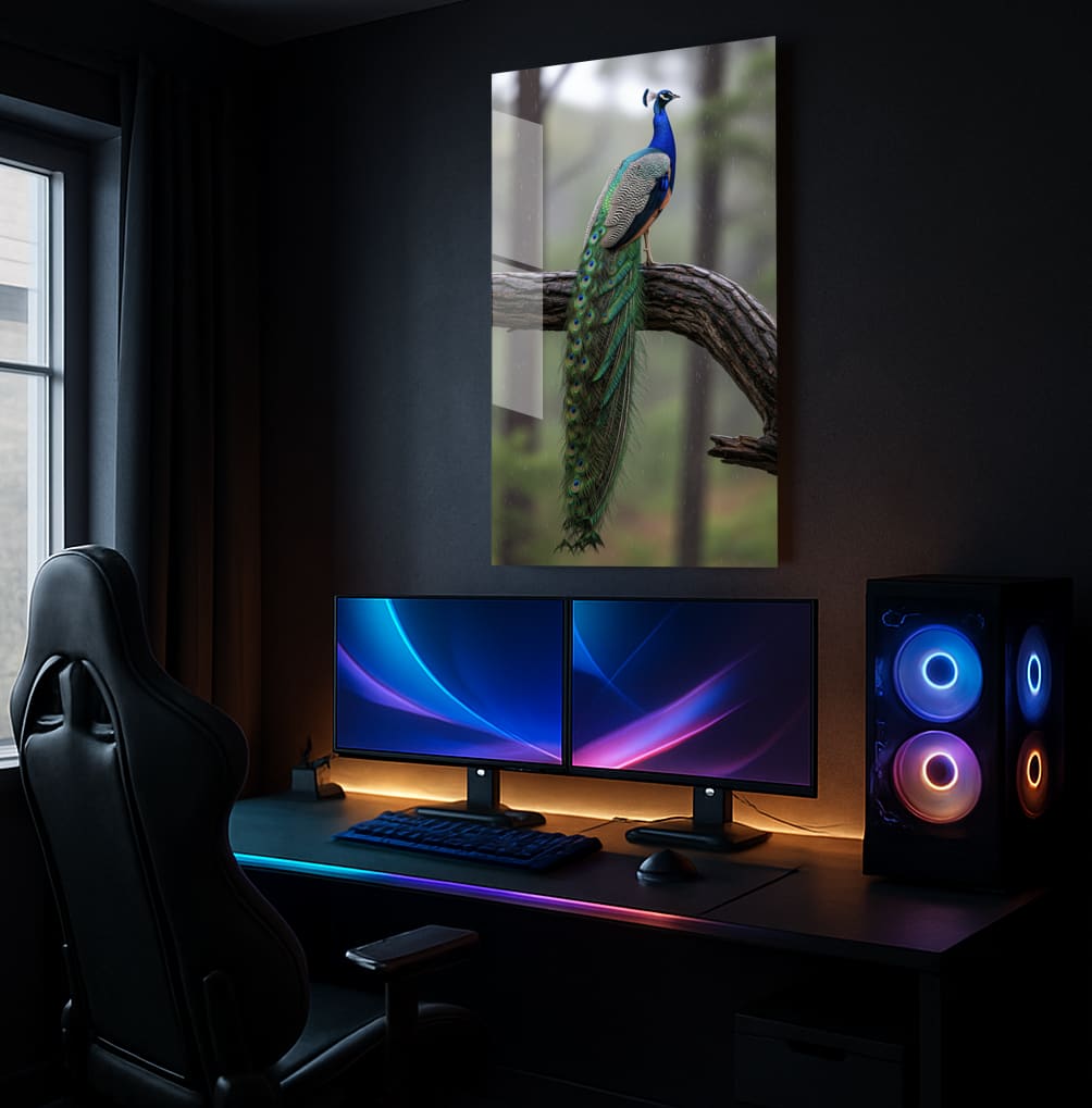 Majestic Peacock Perched - Lifestyle Mockup