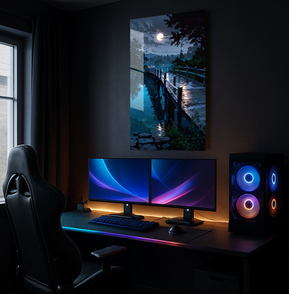 Moonlit Bridge Serenity - Lifestyle Mockup