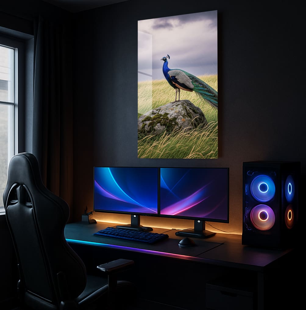 Peacock Rainy Scene - Lifestyle Mockup