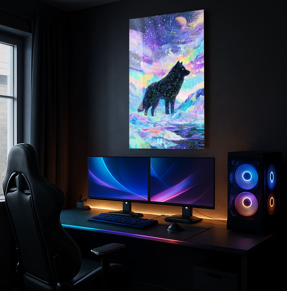 Cosmic Wolf Ascent - Showcase Mockup