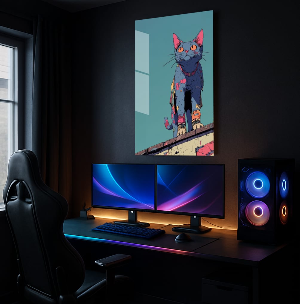 Gray Cat -Cyberpunk Cat Vigilante- - Showcase Mockup