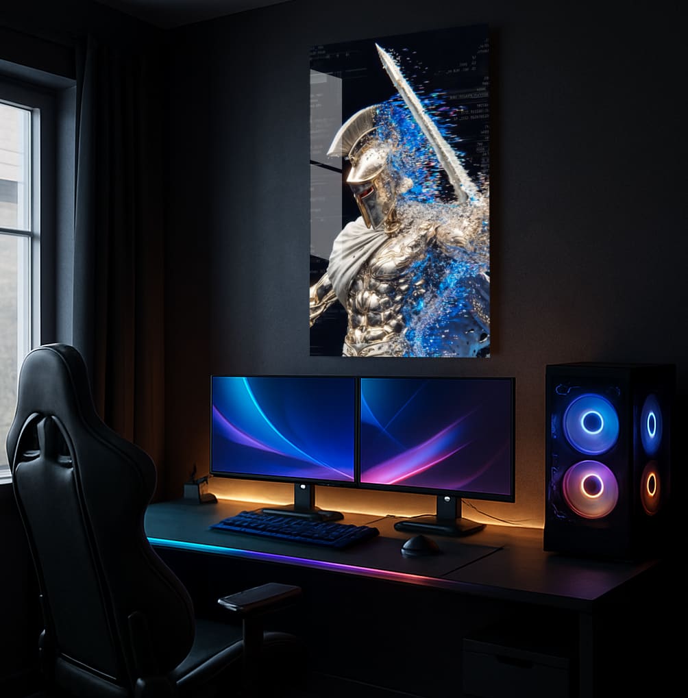 Digital Glitch Warrior - Showcase Mockup