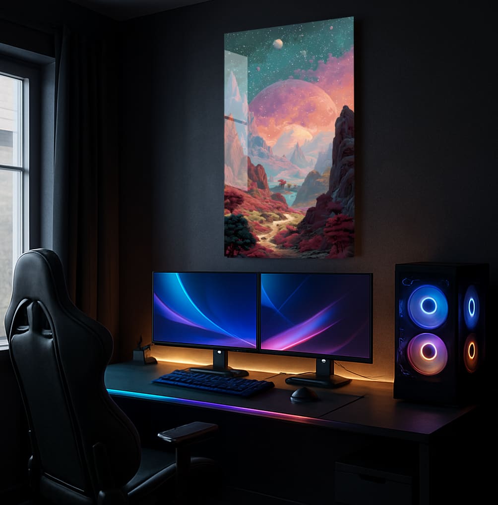 Crimson Planetary Vista - Lifestyle Mockup