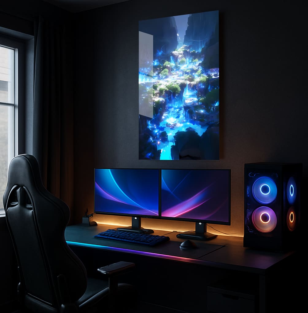 Luminescent Waterfall Realm - Lifestyle Mockup