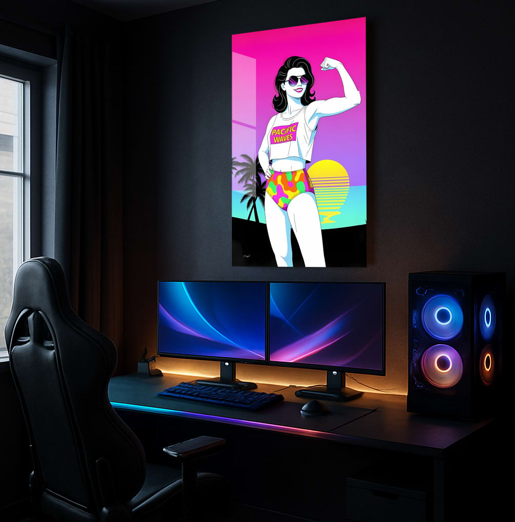 Pacific Waves of Power Femme 80s Patrick Nagel - Lifestyle Mockup