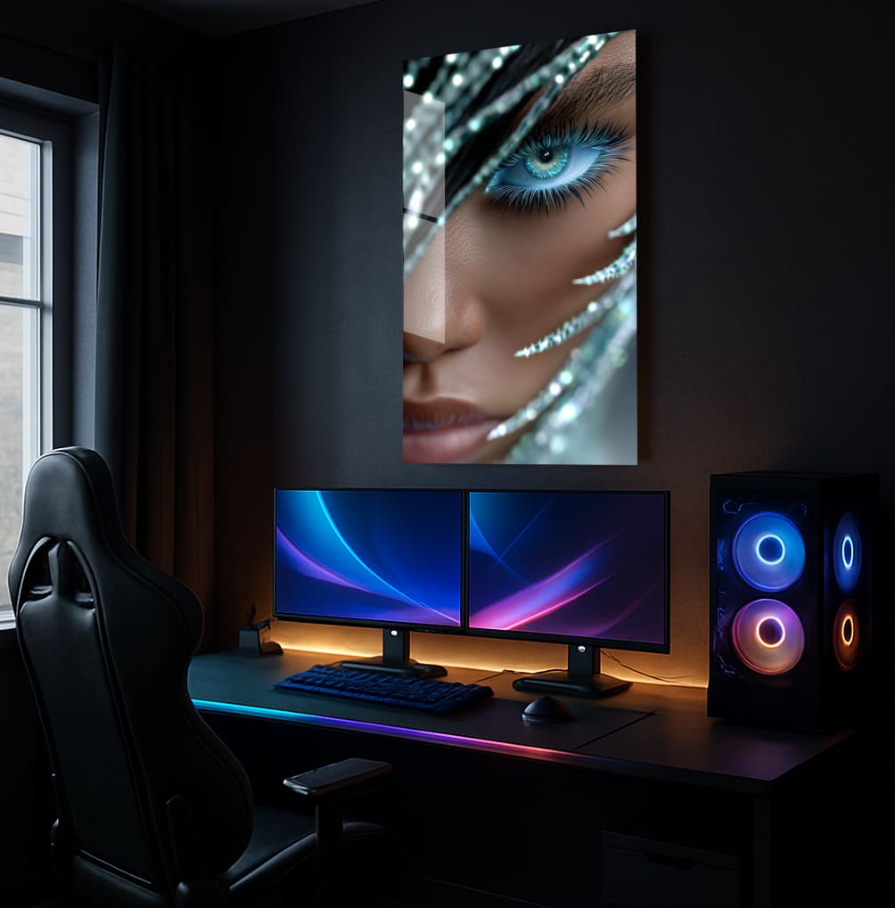 Glimmering Azure Gaze - Lifestyle Mockup
