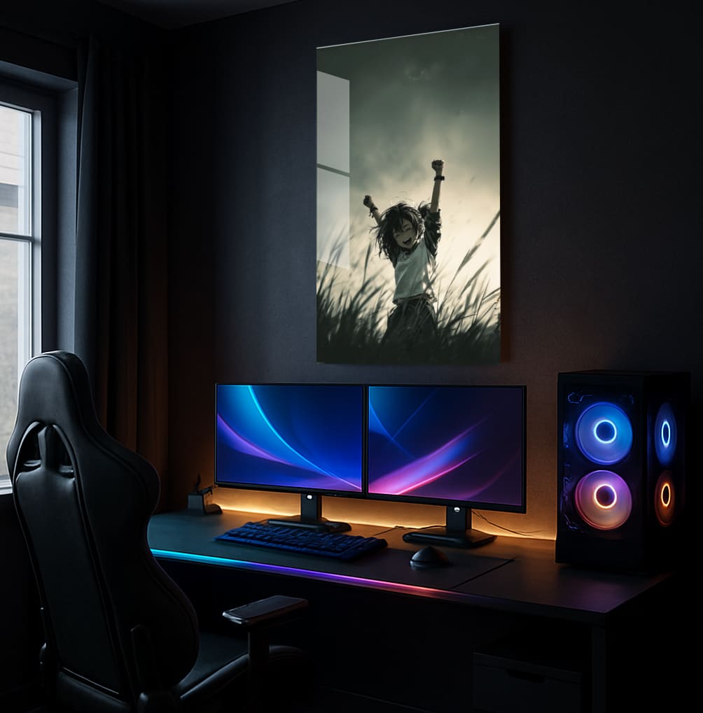 Joyful Victory In Grass - Showcase Mockup