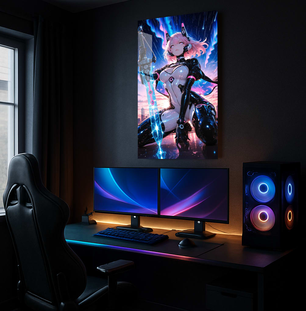 Cyberpunk Neon Warrior - Showcase Mockup