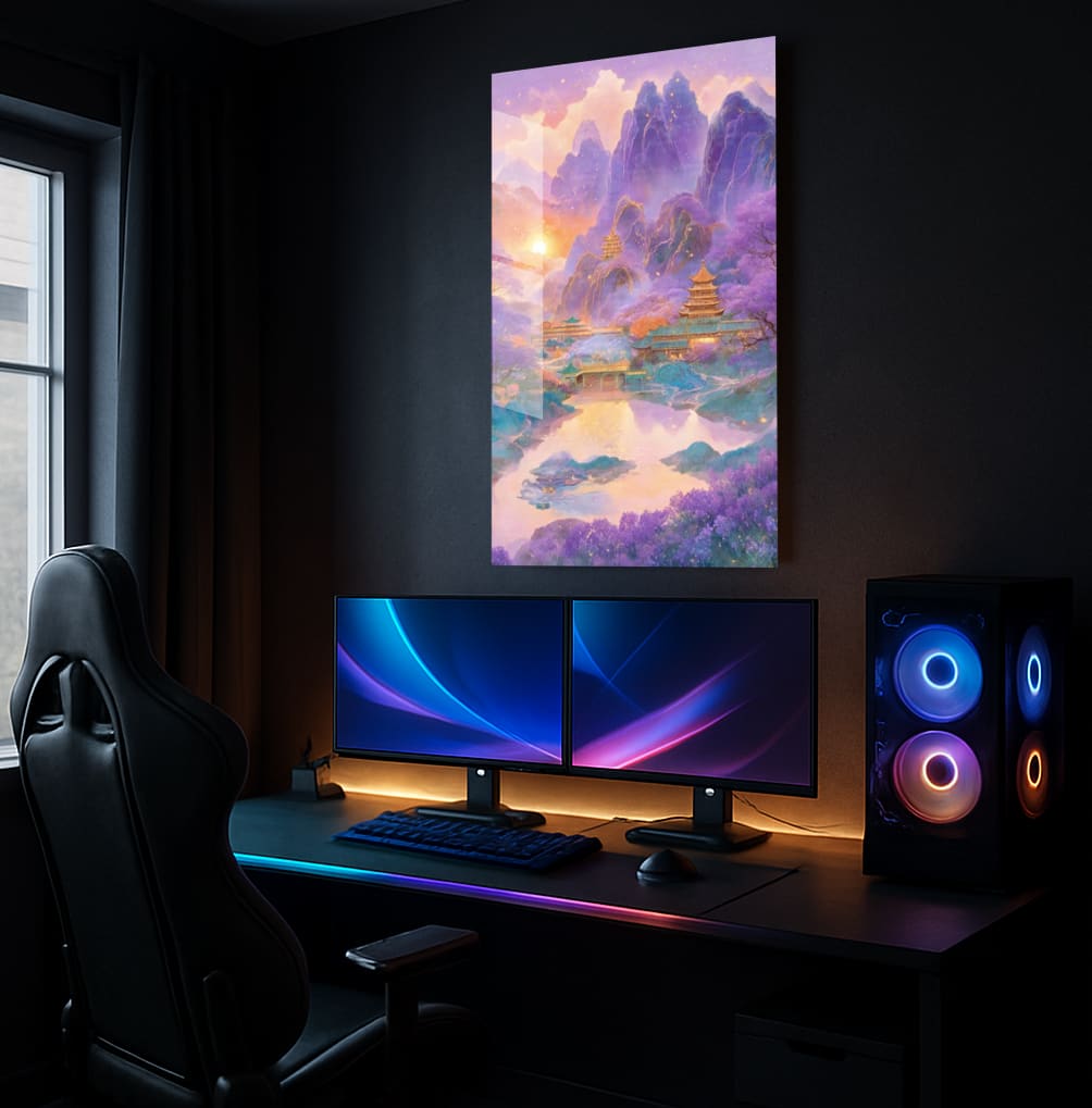 Serene Purple Pagodas - Showcase Mockup