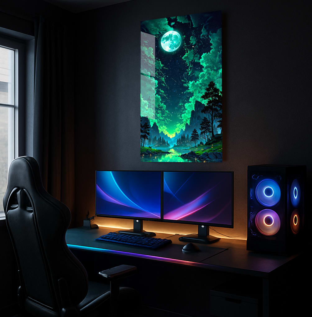 Emerald Moonlight Landscape - Lifestyle Mockup