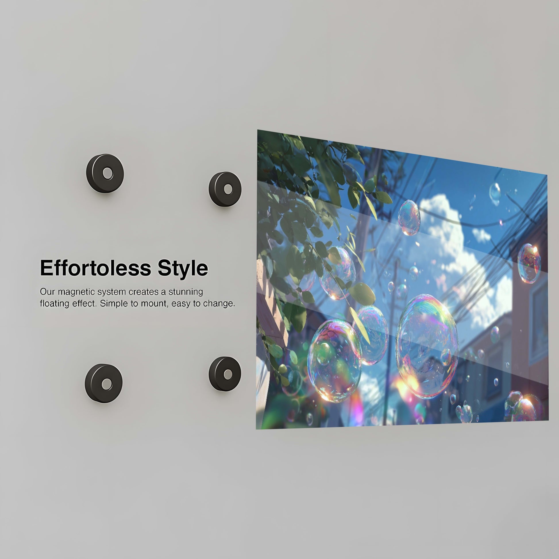 Floating Iridescent Orbs - Installation Mockup