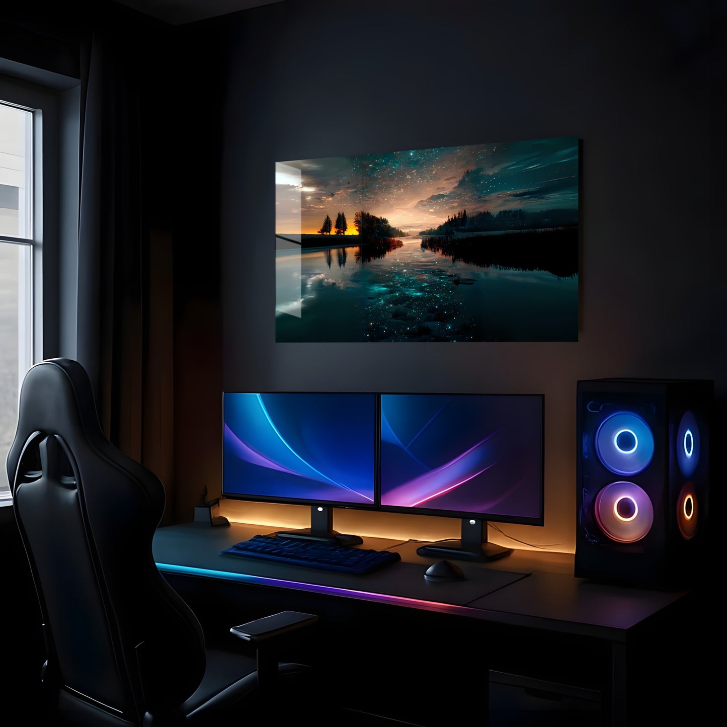 Starlit Lake Reflection - Lifestyle Mockup