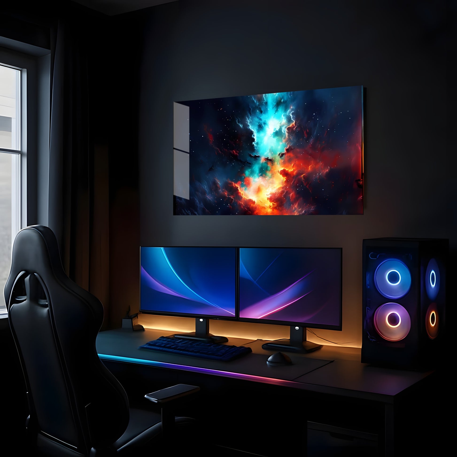 Cosmic Firestorm Canvas - Lifestyle Mockup