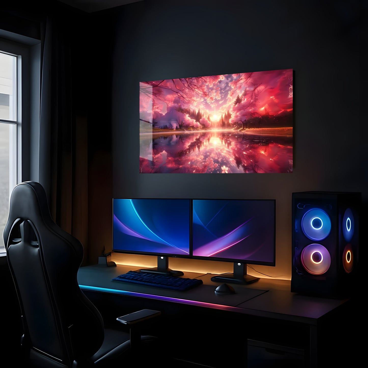 Crimson Lakeside Bloom - Lifestyle Mockup