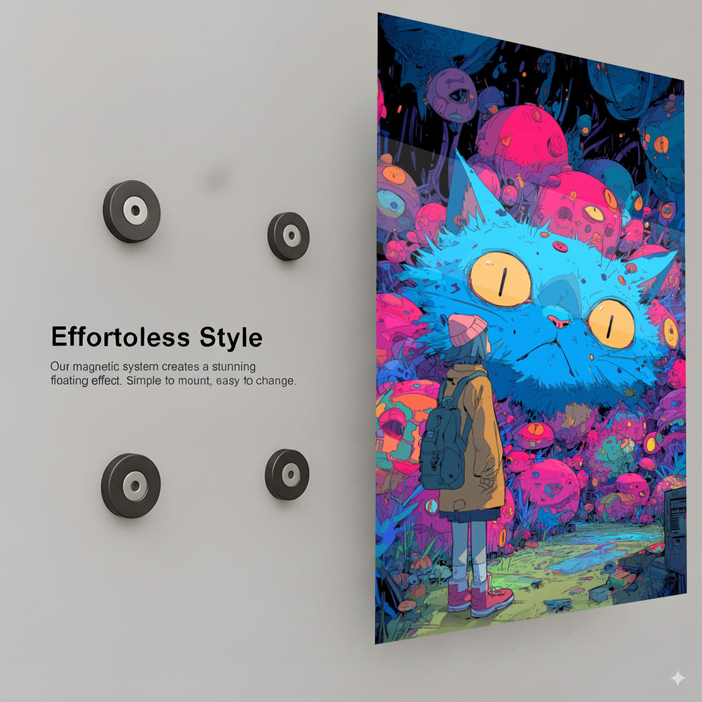 Blue Cat -Cosmic Feline Encounter- - Installation Mockup