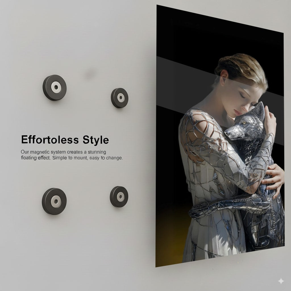 Metallic Wolf Embrace - Installation Mockup